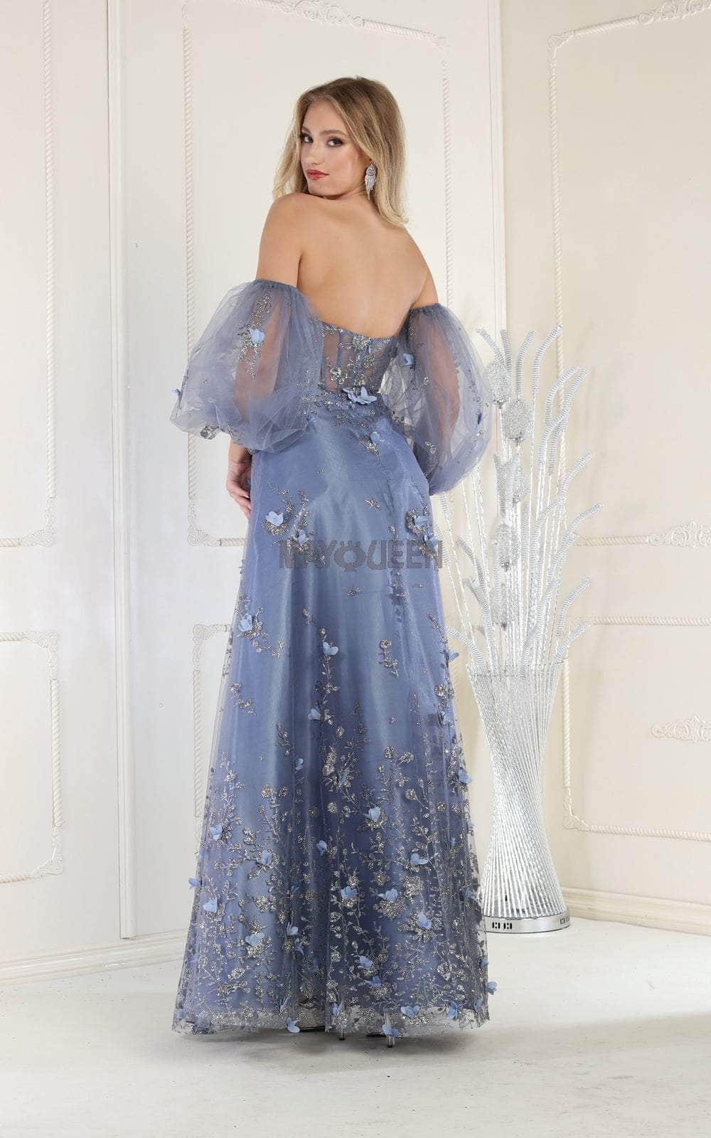 May Queen RQ8015 - Strapless Corseted Floral Gown Special Occasion Dress