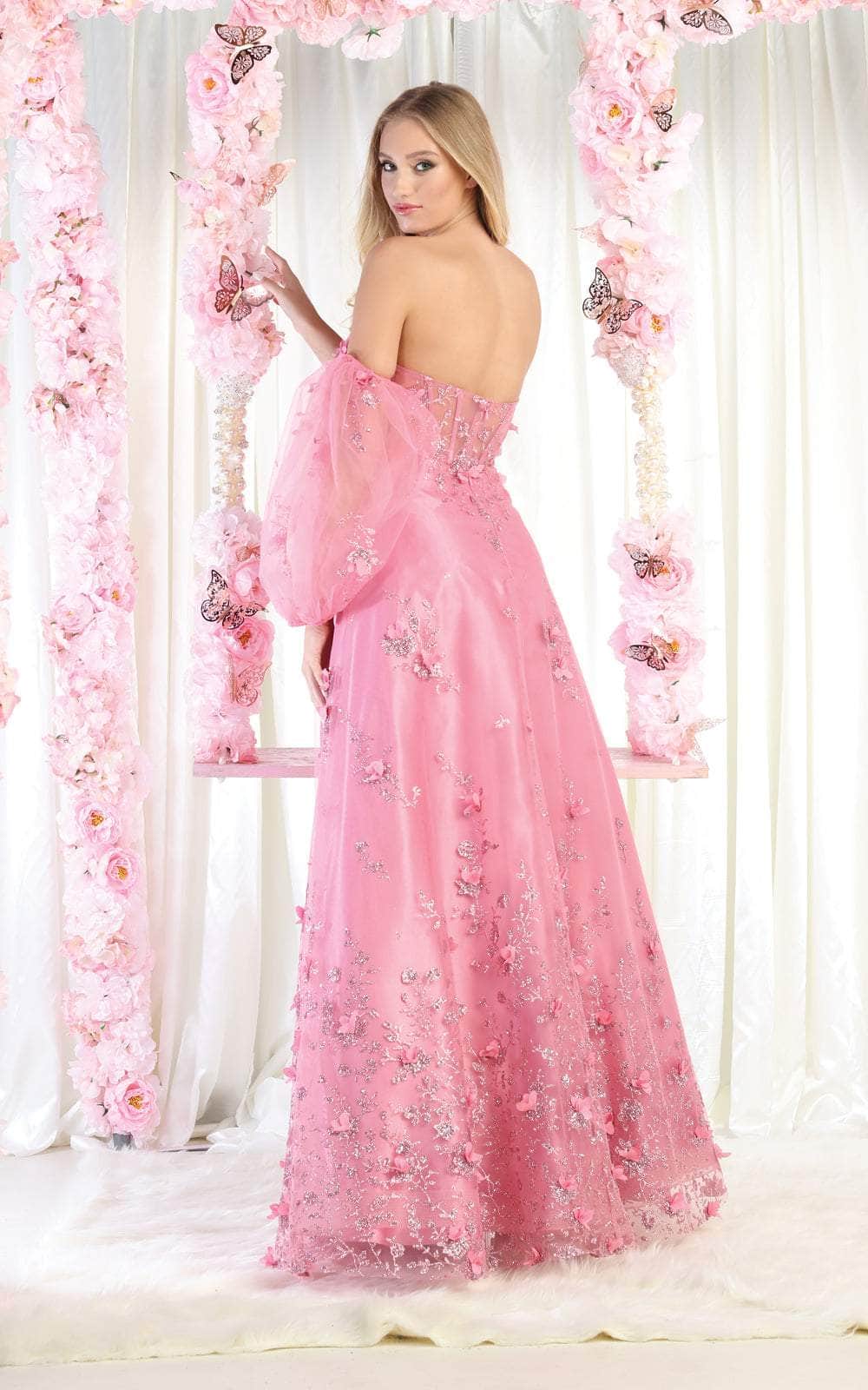 May Queen RQ8015 - Strapless Corseted Floral Gown Special Occasion Dress