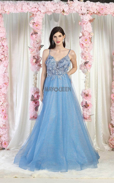 May Queen RQ8024 - Floral Appliqued Gown