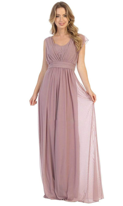 May Queen - Ruched Asymmetric Sheath Dress MQ1746 - 1 pc Mauve In Size 18 Available CCSALE 18 / Mauve