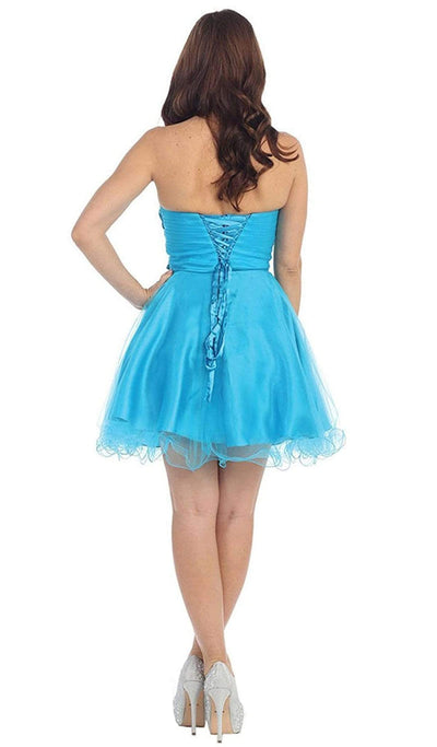 May Queen - Sequined Strapless Semi-sweetheart Short Tulle Cocktail Dress Special Occasion Dress