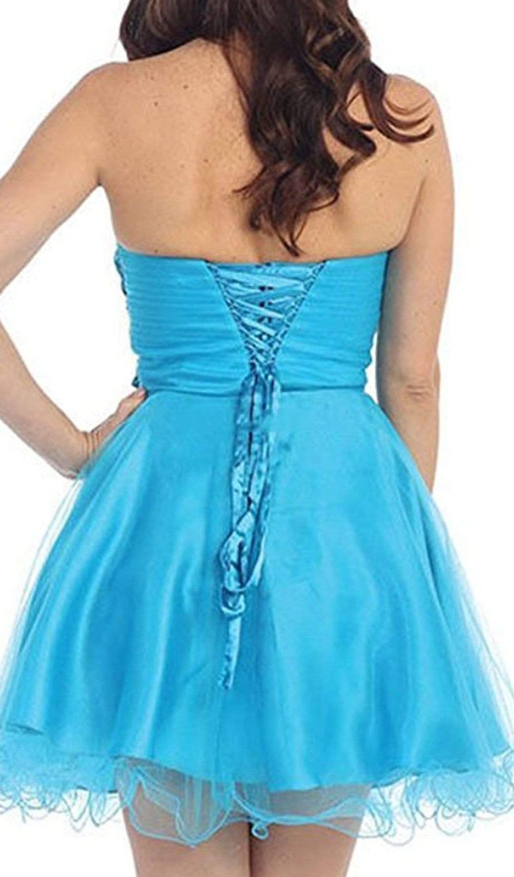 May Queen - Sequined Strapless Semi-sweetheart Short Tulle Cocktail Dress Special Occasion Dress