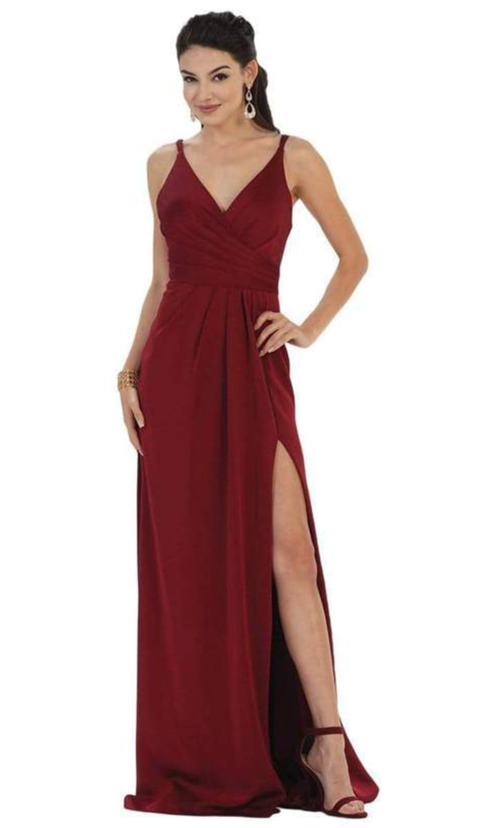 May Queen - Sleeveless Pleated High Front Slit A-Line Dress MQ1469 - 1 pc Black In Size 12 Available CCSALE 12 / Black