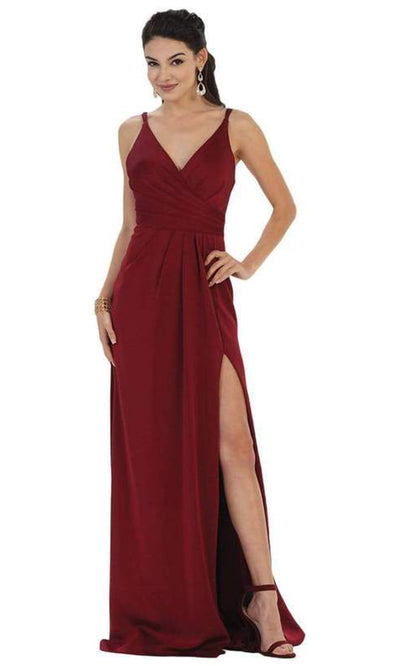 May Queen - Sleeveless Pleated High Front Slit A-Line Dress MQ1469 - 1 pc Black In Size 12 Available CCSALE 12 / Black