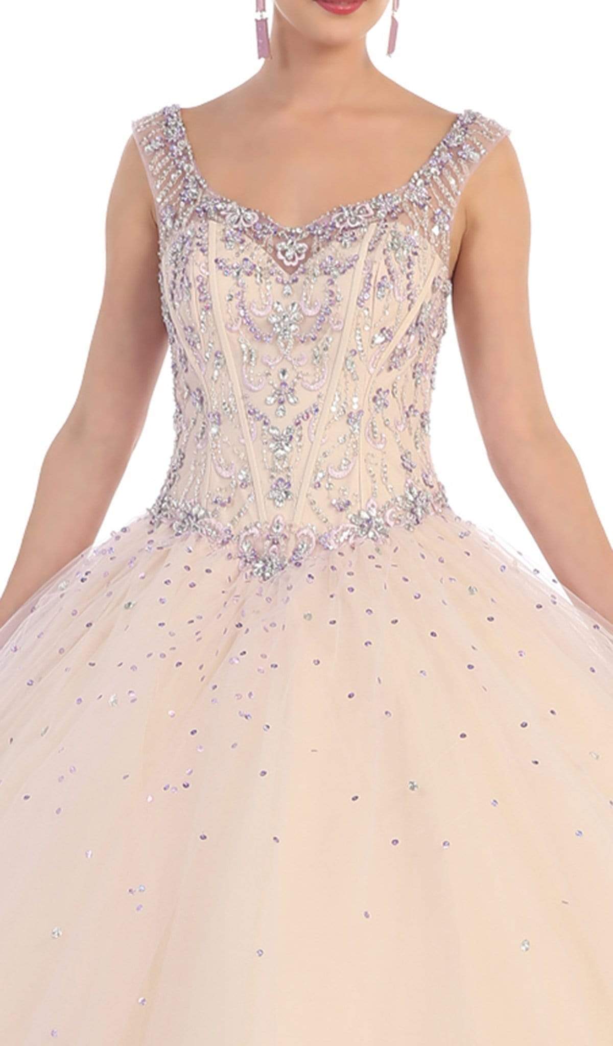 May Queen - Sleeveless Rhinestone Embellished Quinceanera Ballgown Special Occasion Dress