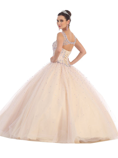 May Queen - Sleeveless Rhinestone Embellished Quinceanera Ballgown Special Occasion Dress