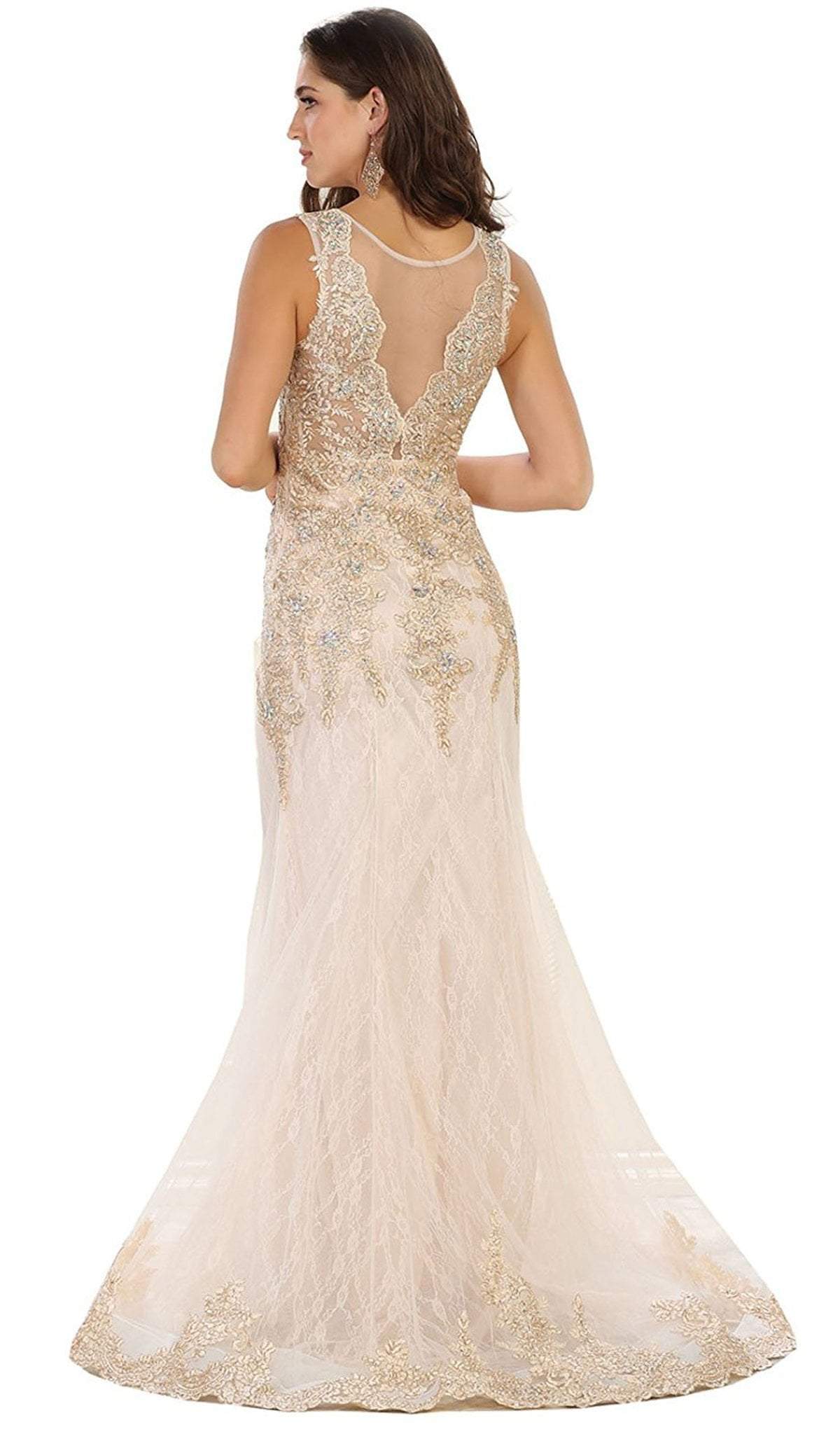 May Queen - Sleeveless Sheer Illusion Evening Gown Special Occasion Dress