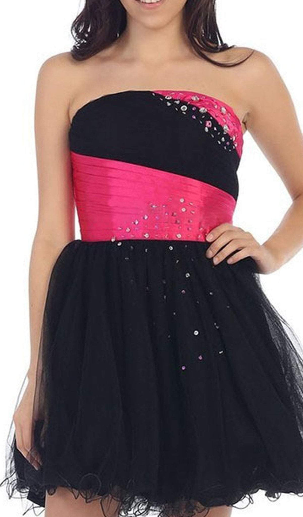 May Queen - Strapless Pleated Straight-Across Cocktail Dress Special Occasion Dress