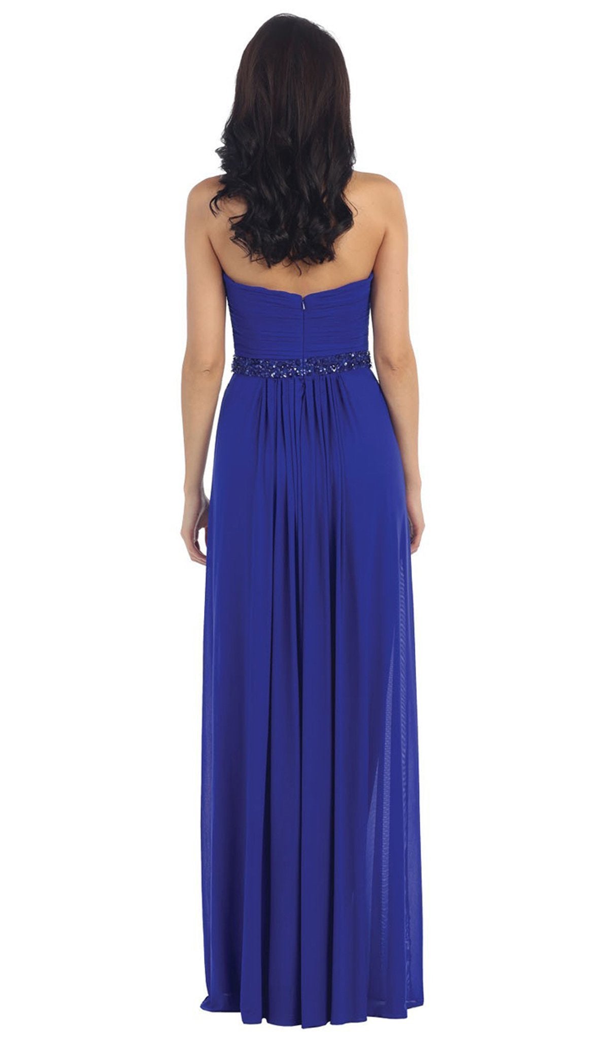May Queen - Strapless Ruched Bodice Chiffon Long Prom Dress Special Occasion Dress