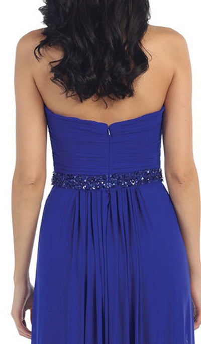 May Queen - Strapless Ruched Bodice Chiffon Long Prom Dress Special Occasion Dress