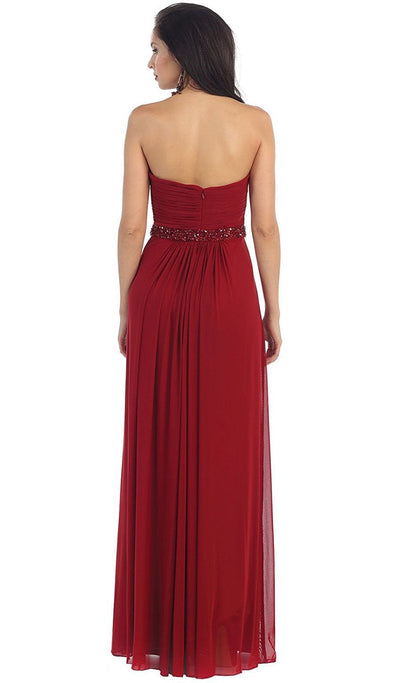 May Queen - Strapless Ruched Bodice Chiffon Long Prom Dress Special Occasion Dress