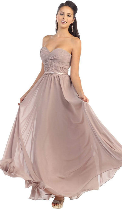 May Queen - Strapless Ruched Sweetheart Chiffon Prom Dress Special Occasion Dress 22 / Champagne