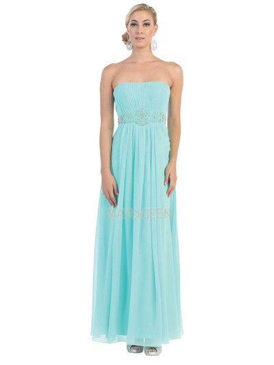 May Queen - Strapless Shirred Sweetheart Chiffon Evening Dress Special Occasion Dress 22 / Aqua
