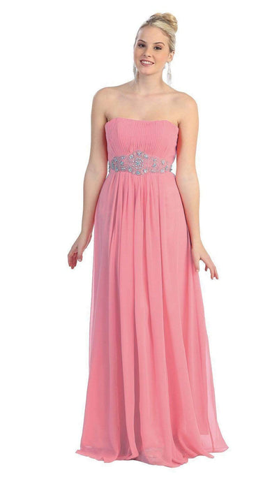 May Queen - Strapless Shirred Sweetheart Chiffon Evening Dress Special Occasion Dress 22 / Blush