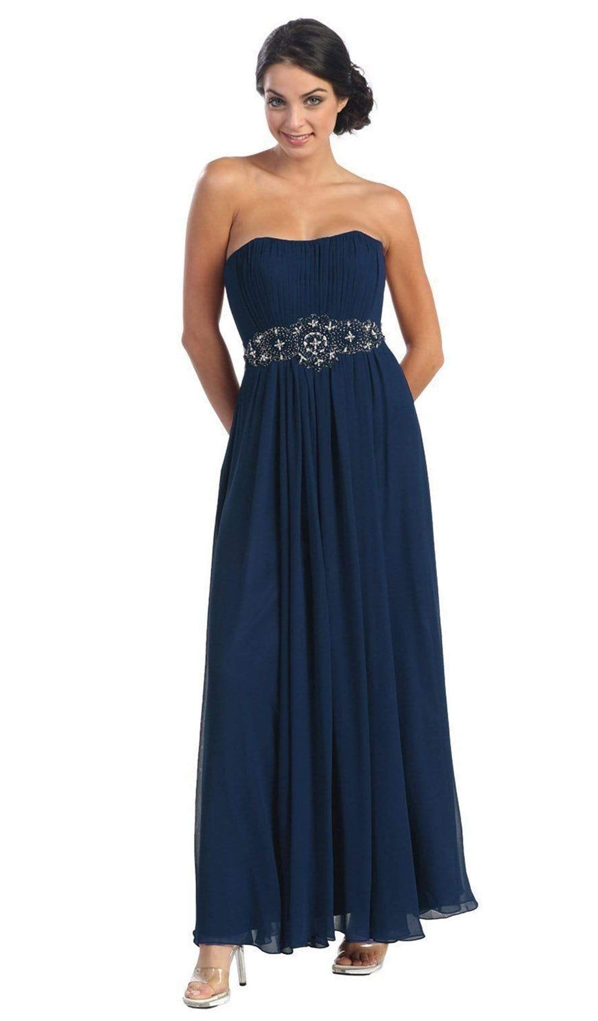 May Queen - Strapless Shirred Sweetheart Chiffon Evening Dress Special Occasion Dress 22 / Royal-Blue