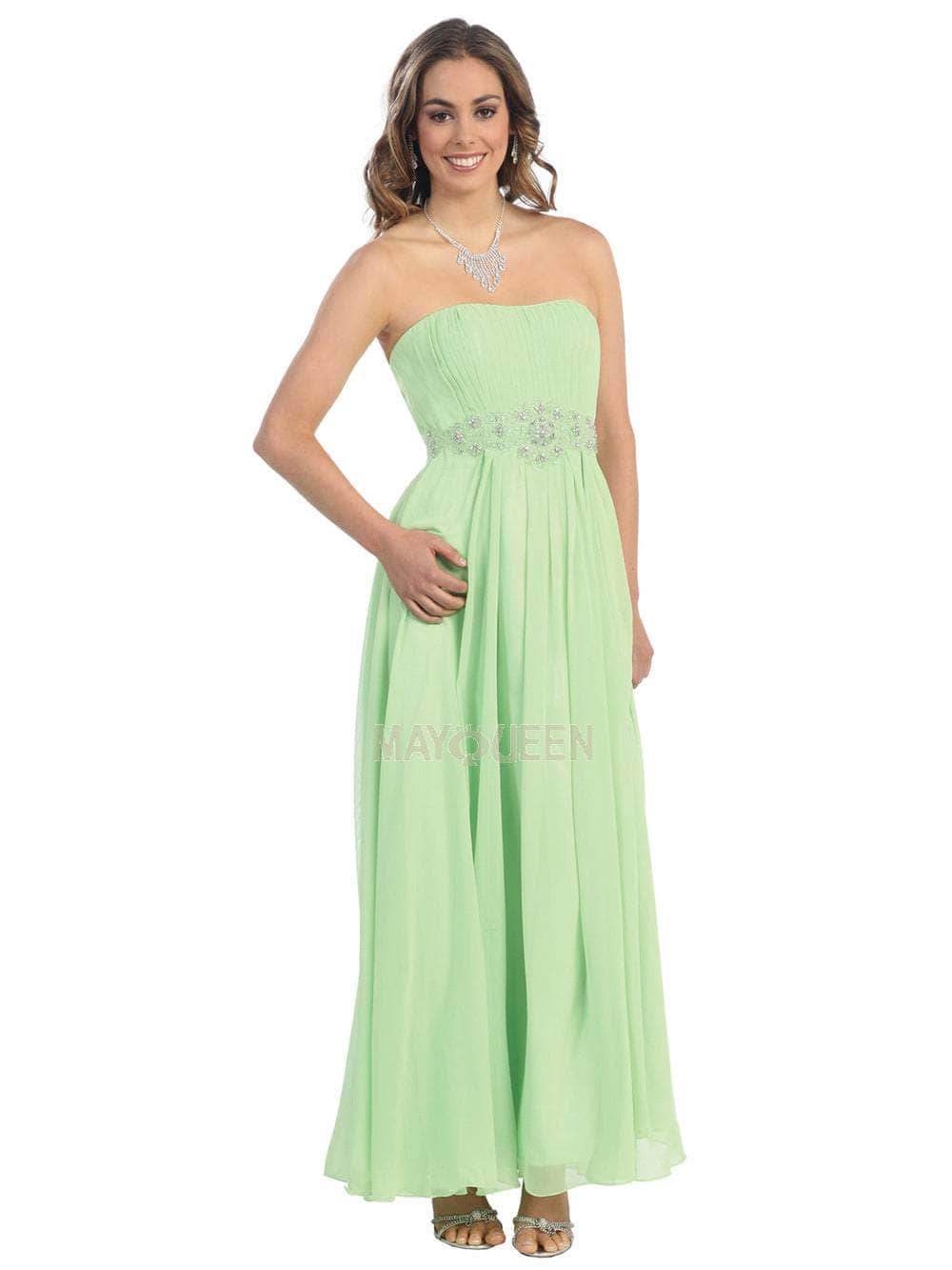 May Queen - Strapless Shirred Sweetheart Chiffon Evening Dress Special Occasion Dress