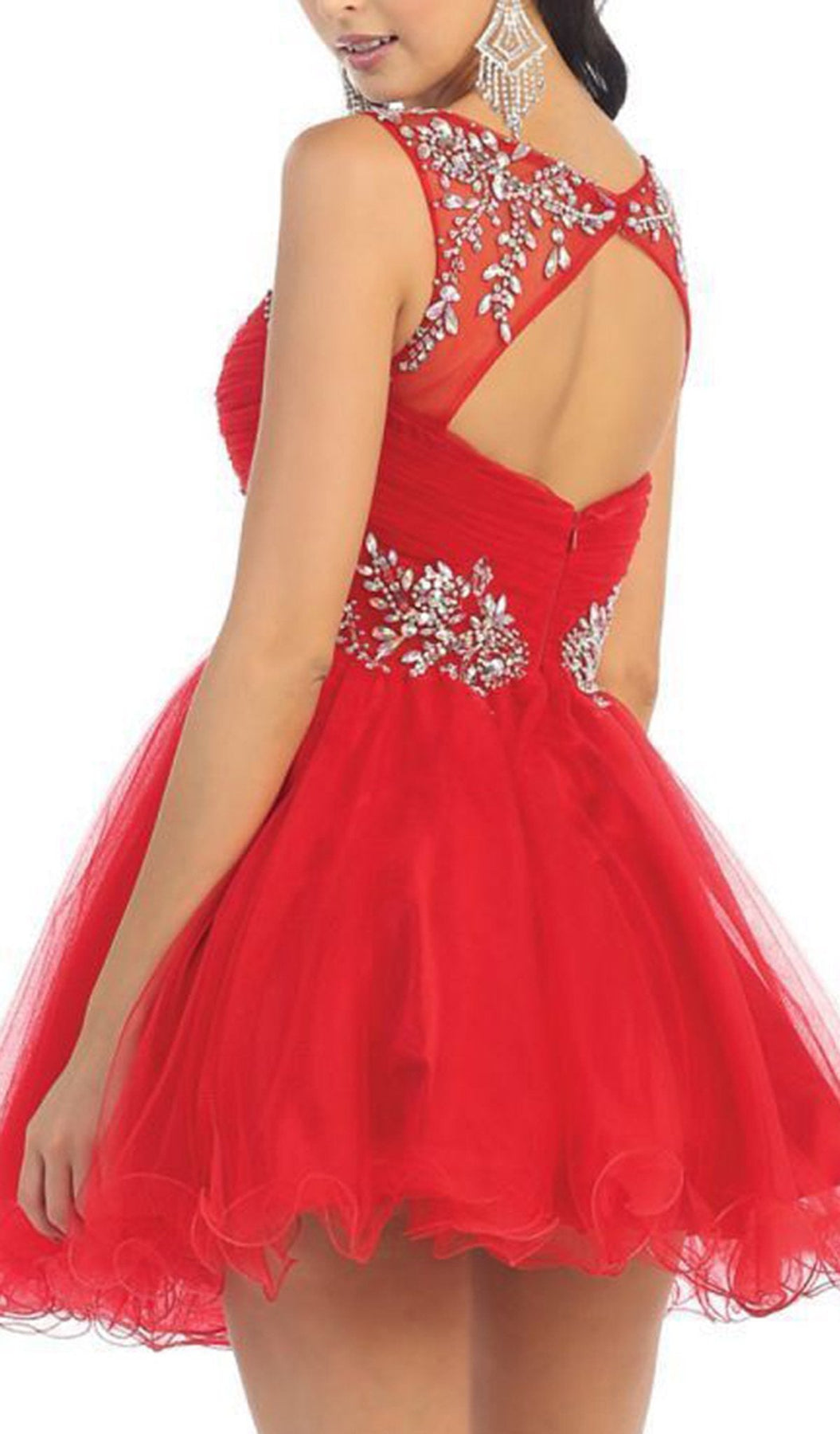 May Queen - Stunning Beaded Illusion Neck Cocktail Dress Special Occasion Dress