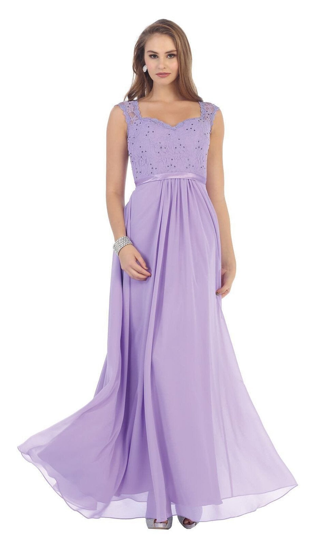 May Queen - Stunning Embellished Sweetheart Neck Chiffon A-Line Evening Dress Special Occasion Dress 4 / Lilac
