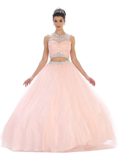 May Queen - Two Piece Beaded Jewel Quinceanera Ballgown Special Occasion Dress 2 / Blush