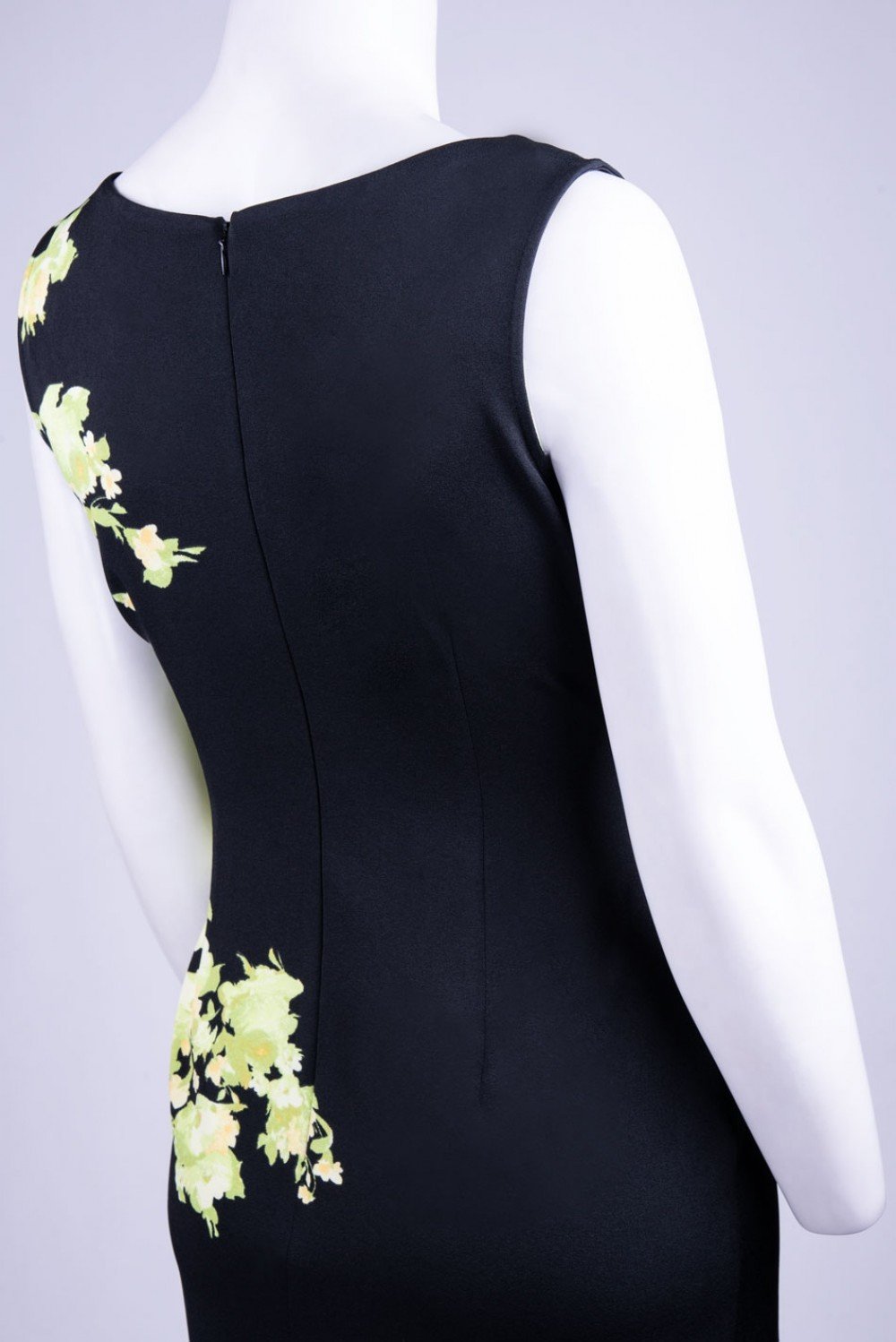 Maya Brooke - 26323 Floral Printed Fitted Dress With Collared Jacket In Black and Green