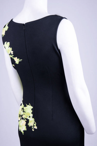 Maya Brooke - 26323 Floral Printed Fitted Dress With Collared Jacket In Black and Green