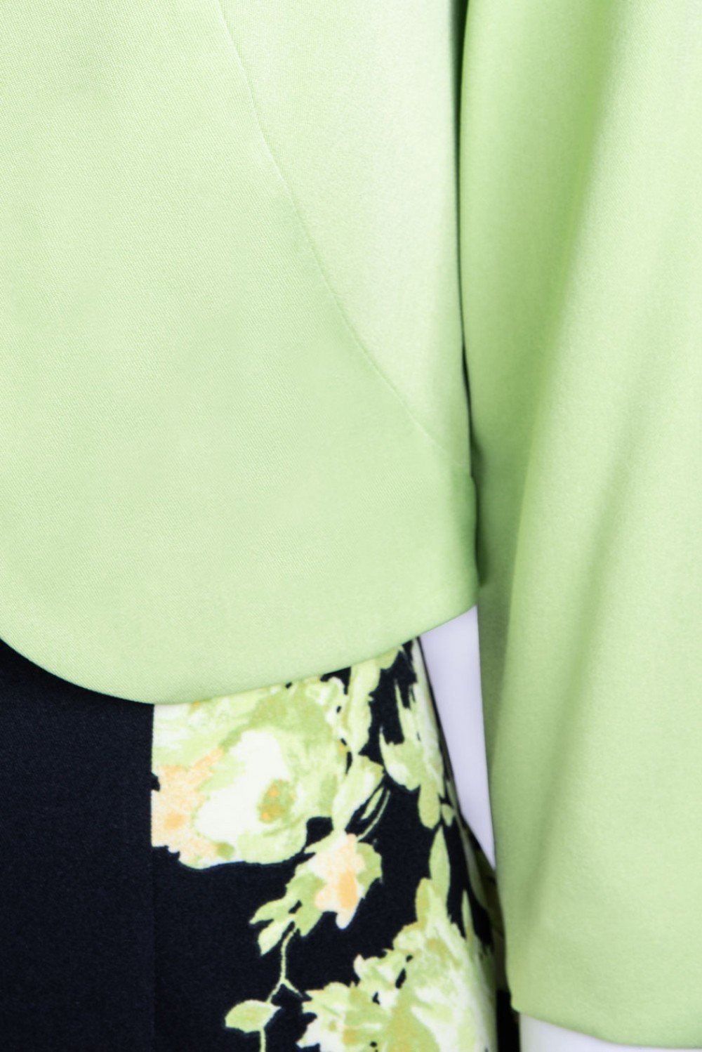 Maya Brooke - 26323 Floral Printed Fitted Dress With Collared Jacket In Black and Green