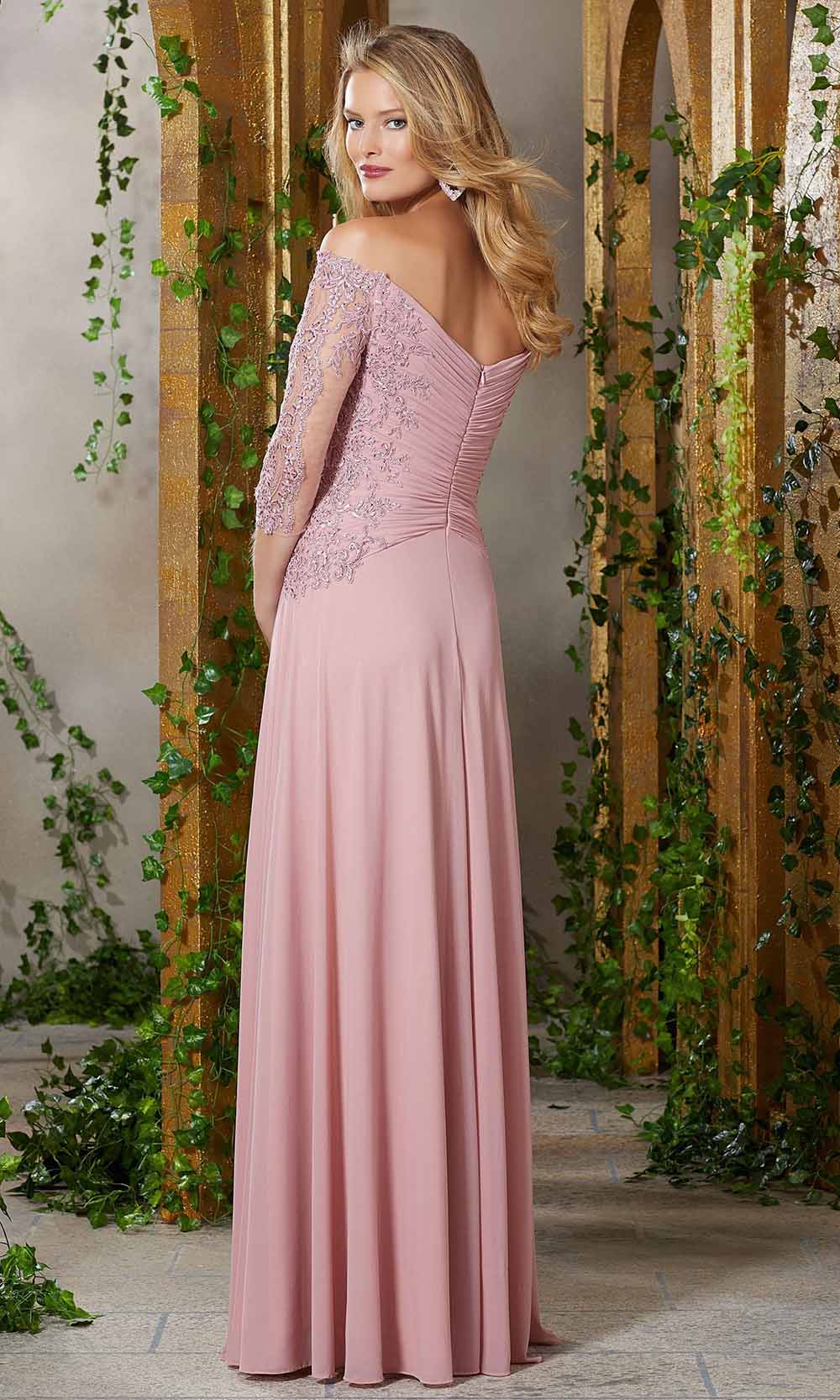MGNY By Mori Lee - 71921SC Off-Shoulder A-Line Gown - 1 pc Rose In Size 4 Available CCSALE 4 / Rose
