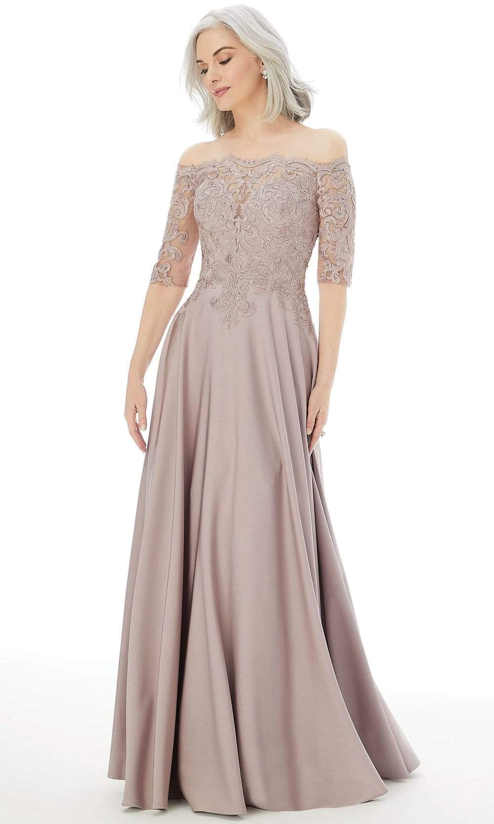MGNY By Mori Lee - 72220 Off Shoulder Embroidered Lace Crepe Gown Mother of the Bride Dresses