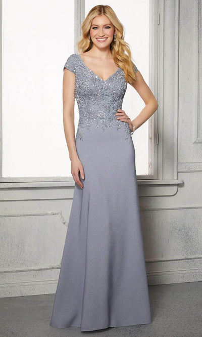 MGNY By Mori Lee - 72421 Cap Sleeves A-Line Evening Dress Mother of the Bride Dresses