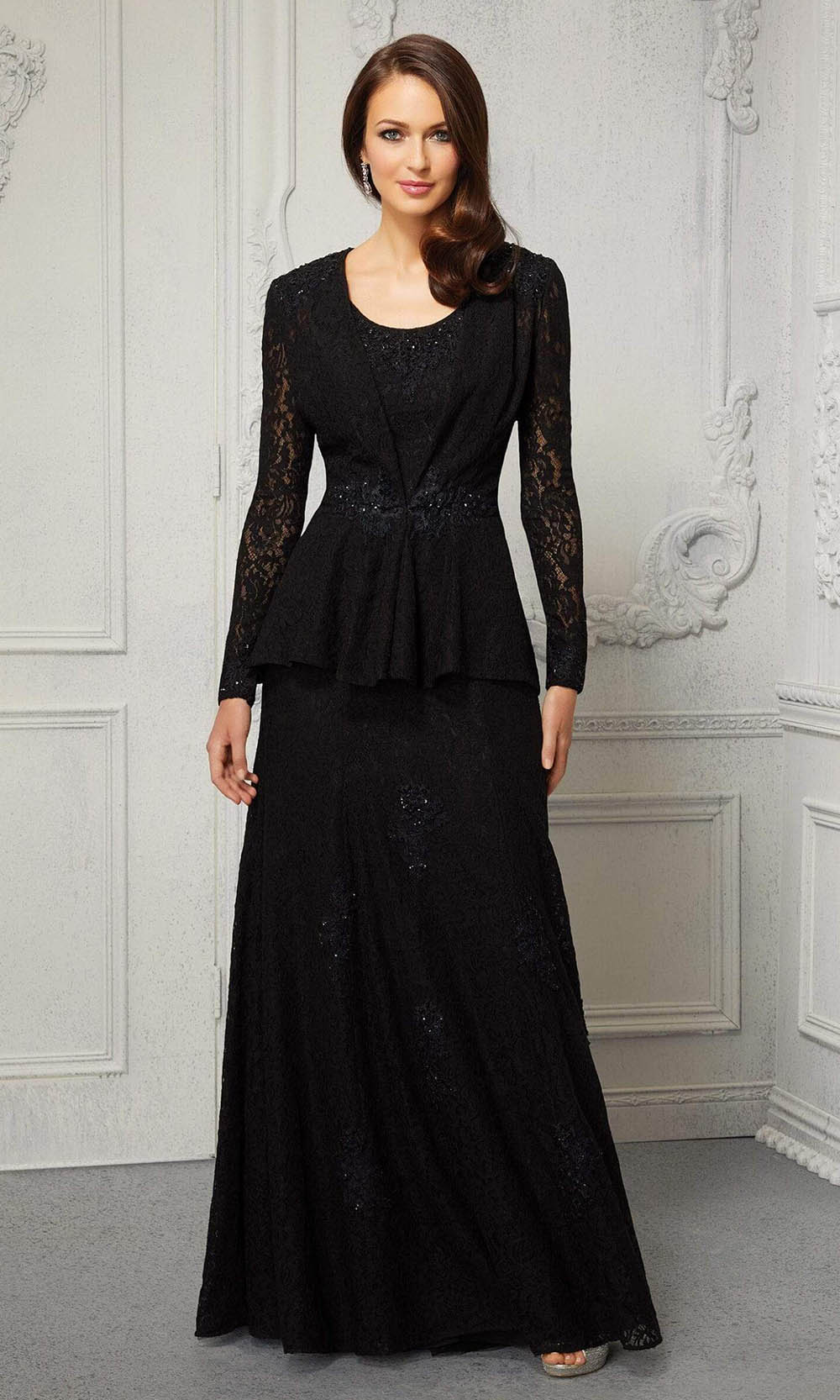MGNY By Mori Lee - 72422 Two Piece Formal Lace Evening Dress Evening Dresses 00 / Black