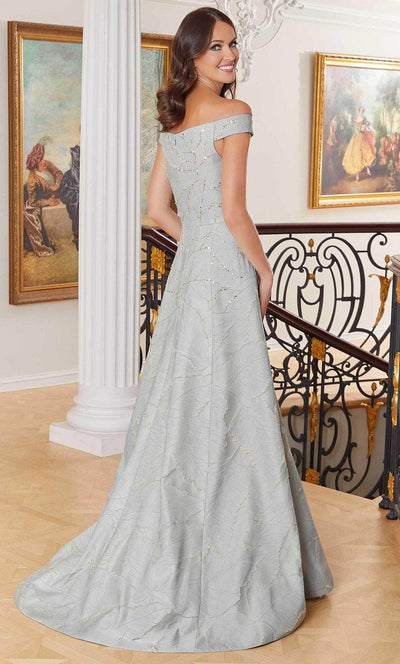 MGNY By Mori Lee 72712SC - Embossed Pattern Evening Gown Evening Dresses 2 / Sea Glass/Gold