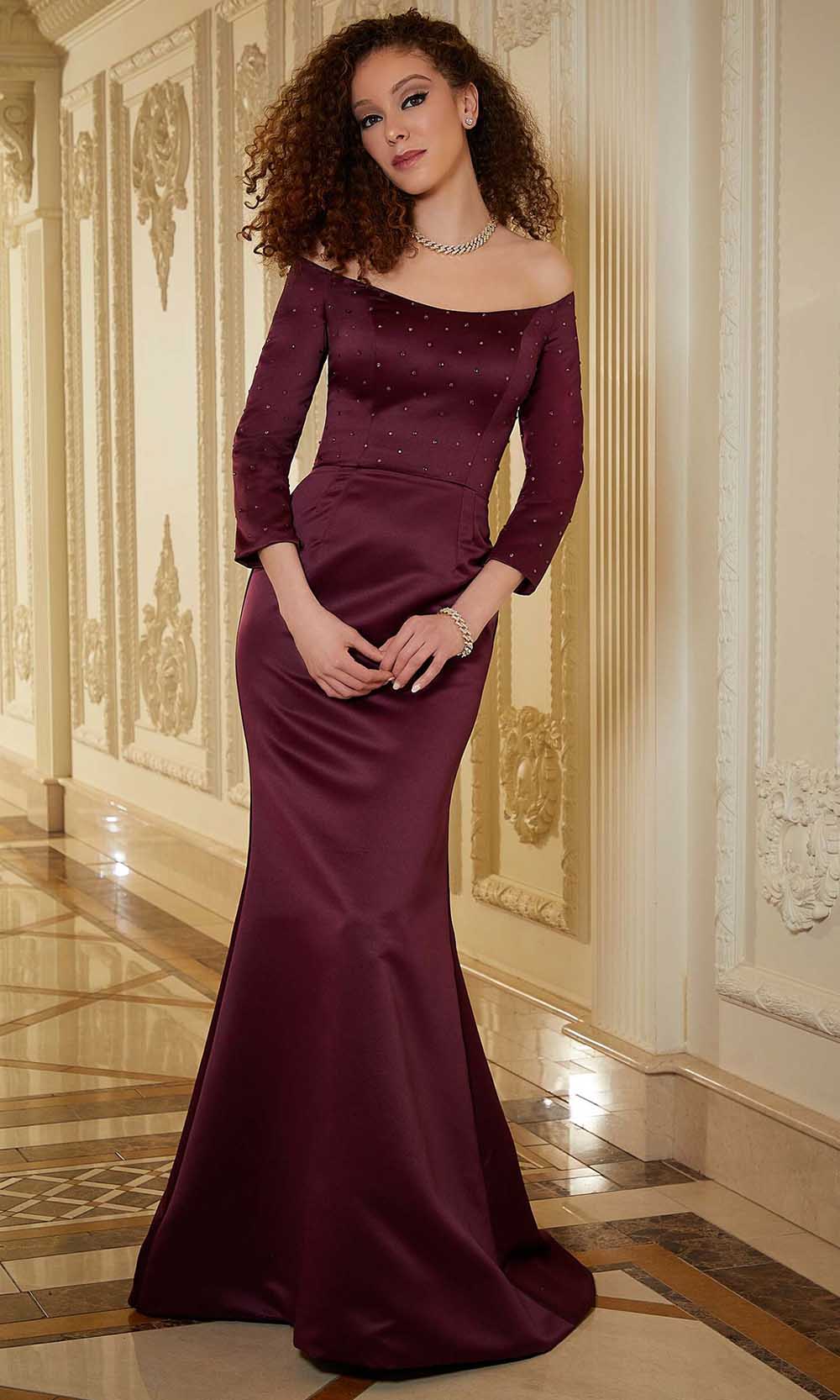 MGNY by Mori Lee 72808 - Satin Evening Gown 00 / Bordeaux