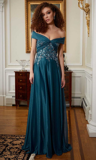 MGNY by Mori Lee 72814 - Off Shoulder Gown 00 / Teal