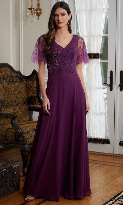 MGNY by Mori Lee 72819 - Flutter Sleeve Gown 00 / Mulberry