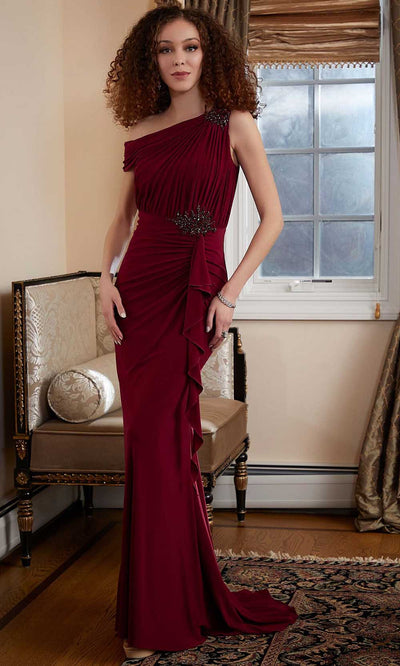 MGNY by Mori Lee 72824 - Ruched Gown 00 / Wine