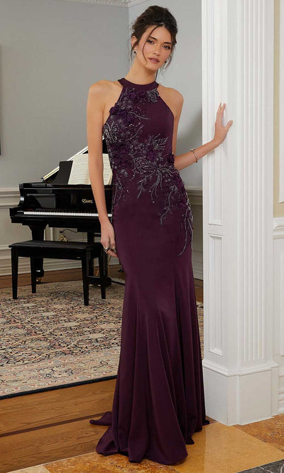 MGNY by Mori Lee 72828 - Halter Gown 00 / Eggplant