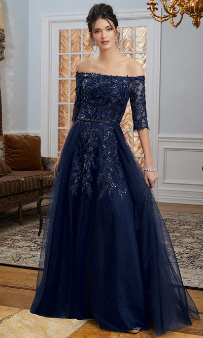 MGNY by Mori Lee 72834 - Embroidered Gown 00 / Navy