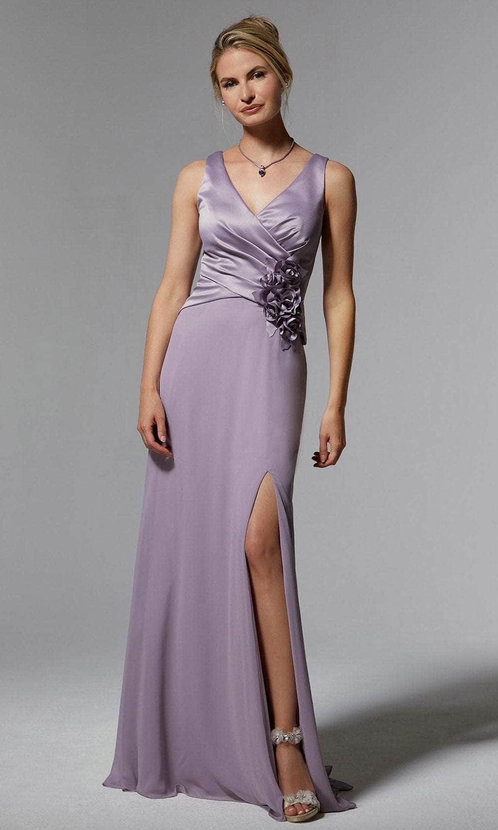 MGNY by Mori Lee 72903 - Applique Satin Evening Dress Prom Dress 00 /  French Lilac