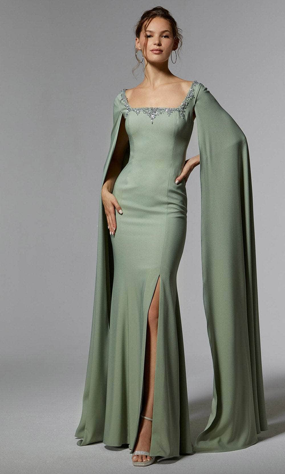MGNY by Mori Lee 72915 - Crystal Beaded Sleeve Evening Dress Prom Dress