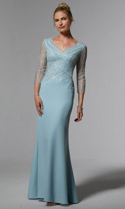 MGNY by Mori Lee 72916SC - V-Neck Fitted Evening Dress Evening Dresses