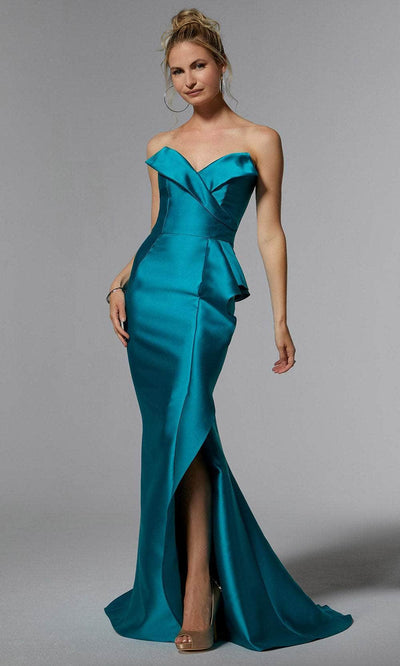 MGNY by Mori Lee 72927 - Flounce Strapless Evening Dress Prom Dress 00 /  Jade