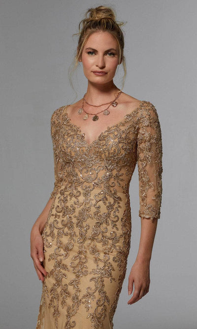 MGNY by Mori Lee 72940SC - Embroidered V-Neck Evening Dress Evening Dresses