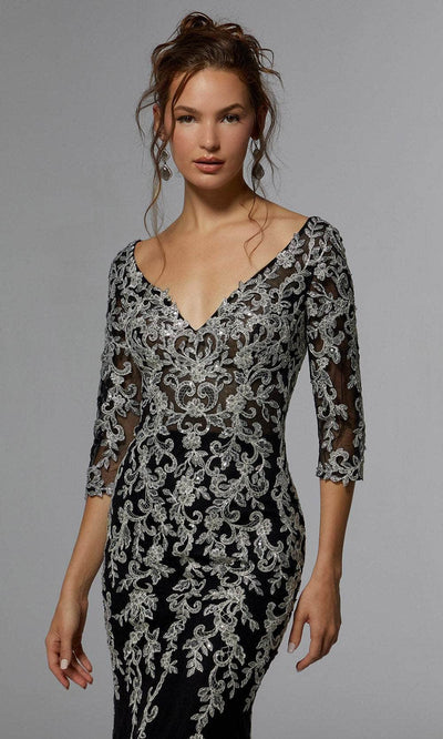 MGNY by Mori Lee 72940SC - Embroidered V-Neck Evening Dress Evening Dresses