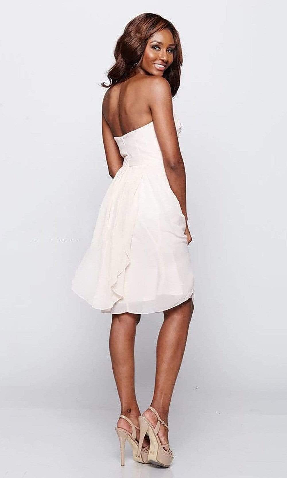 Milano Formals E1573 Strapless Sweetheart Neckline Pleated Chiffon Cocktail Dress - 1 Pc. Black in size 4 Available CCSALE 4 / Black