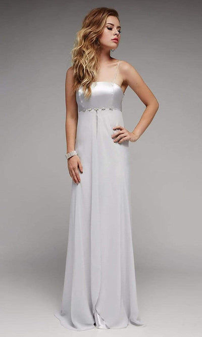Milano Formals F1116 Long Empire Waist Spaghetti Strap Gown - 1 pc Silver in Size 6 Available CCSALE 6 / Silver