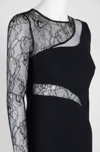 Aidan By Aidanmattox - MN1E201536 Lace Crepe Jewel Sheath Dress in Black