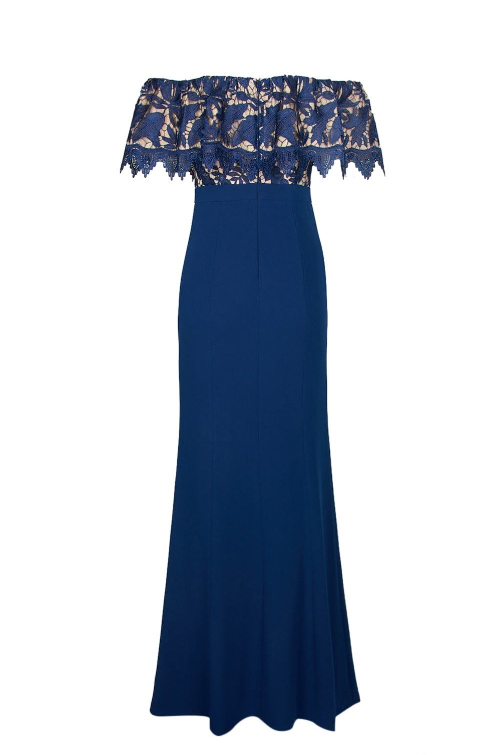 Aidan Mattox - MN1E202072 Floral Lace Off-Shoulder Sheath Dress In Blue
