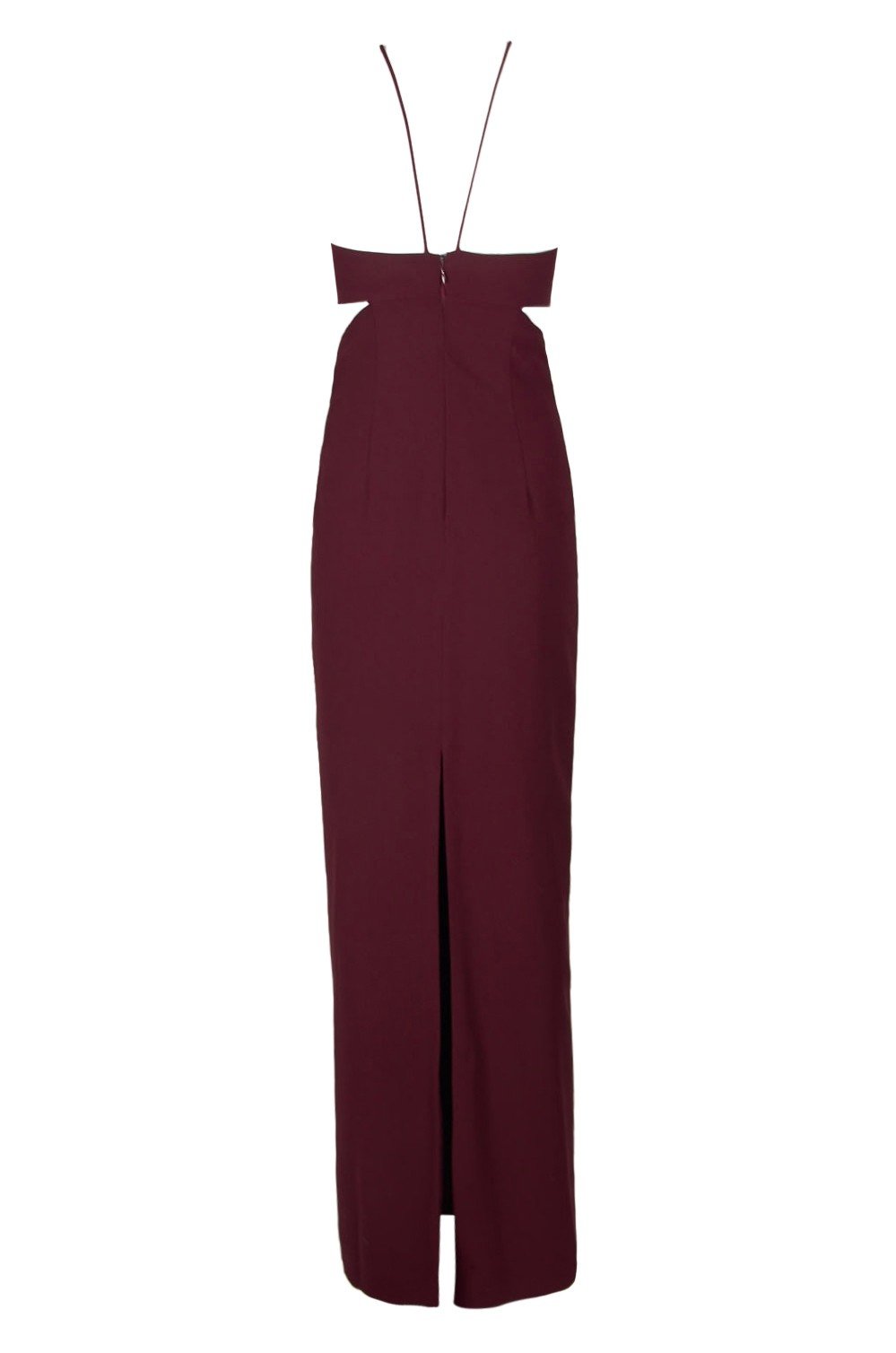 Aidan Mattox MN1E202134 - Long Crepe Column Dress - Crepe Fabric, Spaghetti Straps, Side Cutouts, Center Back Slit, Hidden Back Zipper Closure, Lined ADASA Aidan Mattox MN1E202134 - Long Crepe Column Dress - Crepe Fabric, Spaghetti Straps, Side Cutouts, Center Back Slit, Hidden Back Zipper Closure, Lined ADASA