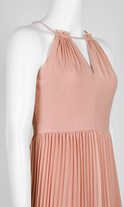 Aidan Mattox - MN1E203714 Halter Neck Accordion Pleat Tiered Dress In Pink