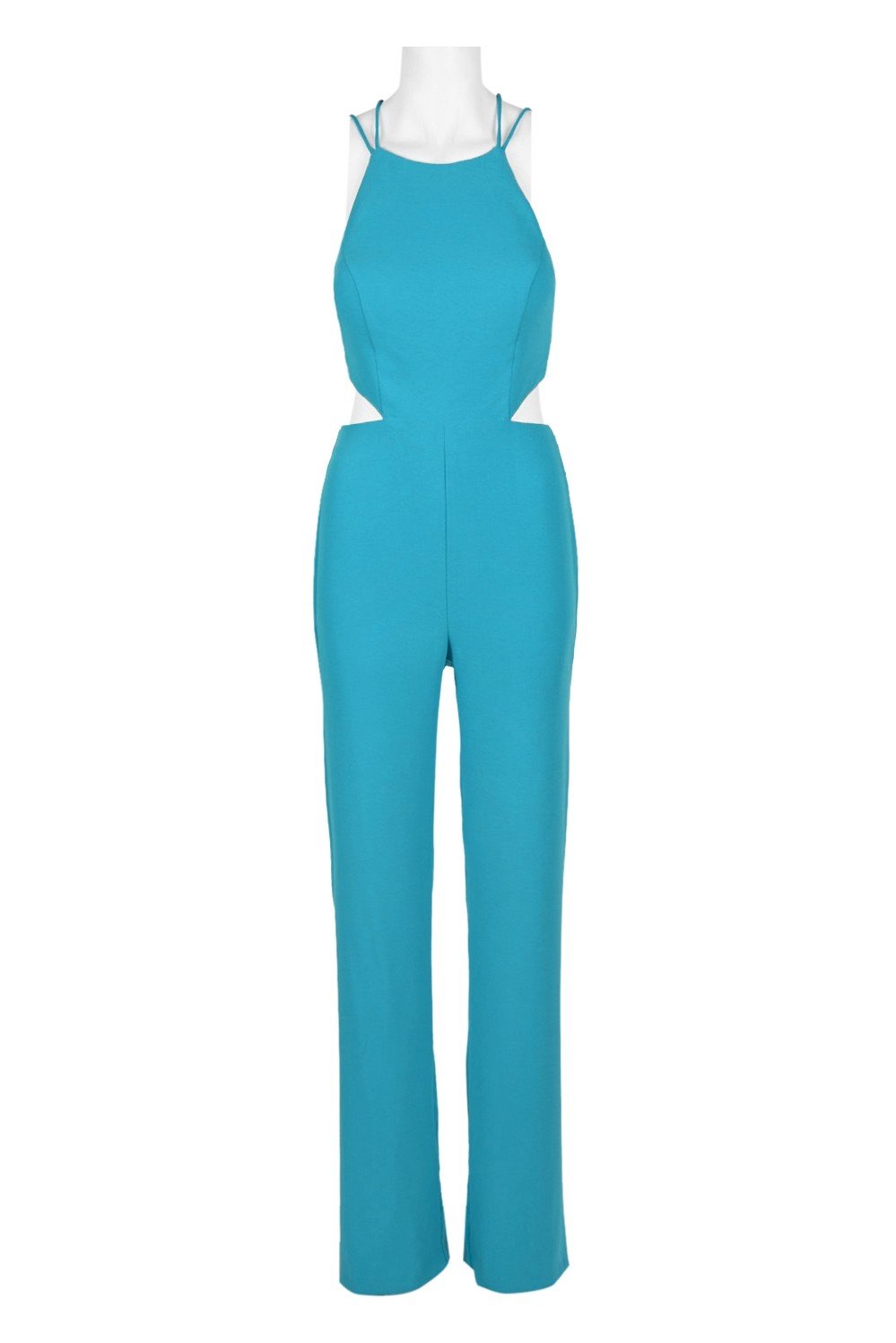 Aidan Mattox - MN1E204053 Sleeveless Halter Jumpsuit With Back Ties In Blue and Green